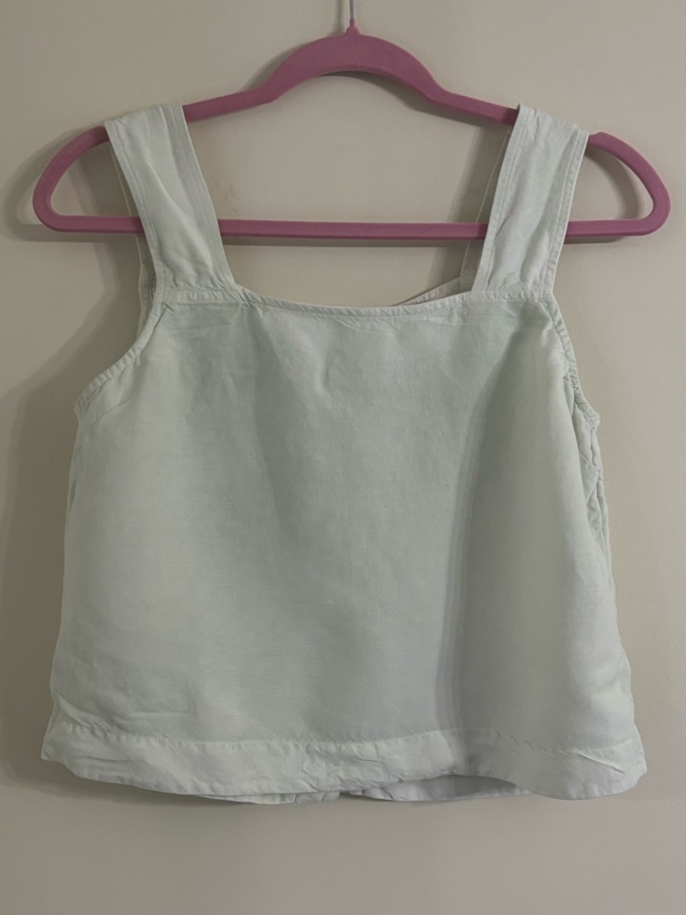 Madewell Linen Square Neck Top Wide Shoulder Straps Buttons Down the Back Size 2